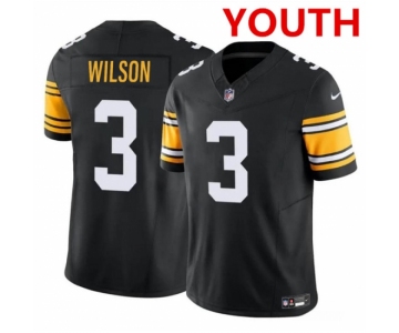 Youth Pittsburgh Steelers #3 Russell Wilson Black 2023 F.U.S.E. Vapor Untouchable Limited Football Stitched Jersey