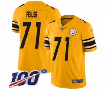 Youth Pittsburgh Steelers #71 Matt Feiler Limited Gold Inverted Legend 100th Season Football Jersey