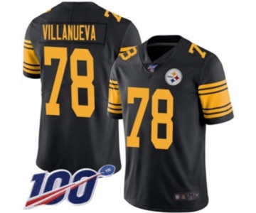 Youth Pittsburgh Steelers #78 Alejandro Villanueva Limited Black Rush Vapor Untouchable 100th Season Football Jersey