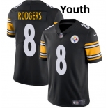 Youth Pittsburgh Steelers #8 Aaron Rodgers Black 2025 Vapor Limited Stitched Football Jersey Youth Pittsburgh Steelers #8 Aaron Rodgers Black 2025 Vapor Limited Stitched Football Jersey