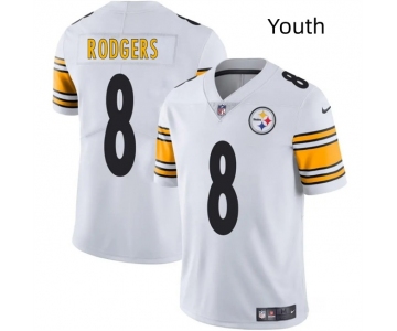 Youth Pittsburgh Steelers #8 Aaron Rodgers White 2025 Vapor Limited Stitched Football Jersey