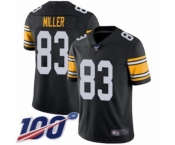 Youth Pittsburgh Steelers #83 Heath Miller Black Alternate Vapor Untouchable Limited Player 100th Season Football Jersey