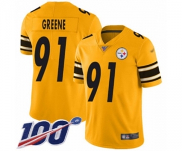 Youth Pittsburgh Steelers #91 Kevin Greene Limited Gold Inverted Legend 100th Season Football Jersey
