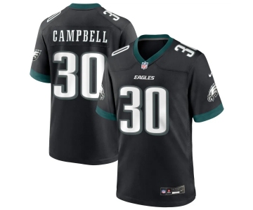Mens Philadelphia Eagles #30 Jihaad Campbell Nike Black Football Jersey
