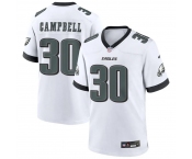 Mens Philadelphia Eagles #30 Jihaad Campbell White Game Football Jersey