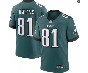 Mens Philadelphia Eagles Retired Player #81 Terrell Owens Green Game Football Jersey