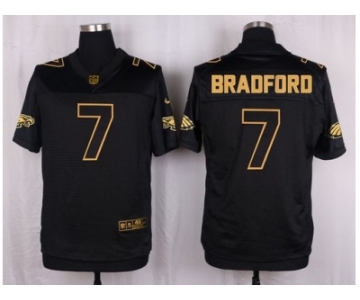 Nike Philadelphia Eagles #7 Sam Bradford Black Pro Line Gold Collection Jersey[Elite]