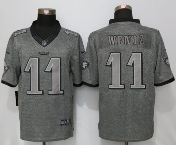 Men Nike Philadelphia Eagles #11 Carson Wentz Stitched Gridiron Gray Limited Jersey