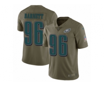 Men Nike Philadelphia Eagles #96 Derek Barnett Limited Olive 2017 Salute to Service NFL Jersey