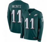 Men's Nike Philadelphia Eagles #11 Carson Wentz Limited Green Therma Long Sleeve NFL Jersey Men's Nike Philadelphia Eagles #11 Carson Wentz Limited Green Therma Long Sleeve NFL Jersey