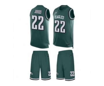 Men's Nike Philadelphia Eagles #22 Sidney Jones Limited Midnight Green Tank Top Suit NFL Jersey