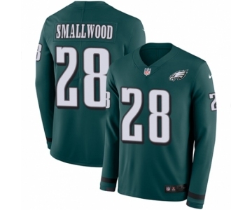 Men's Nike Philadelphia Eagles #28 Wendell Smallwood Limited Green Therma Long Sleeve NFL Jersey