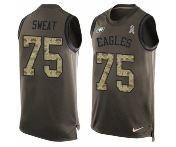 Men's Nike Philadelphia Eagles #75 Josh Sweat Limited Green Salute to Service Tank Top NFL Jersey