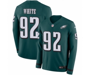Men's Nike Philadelphia Eagles #92 Reggie White Limited Green Therma Long Sleeve NFL Jersey