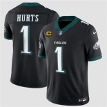 Men's Philadelphia Eagles #1 Jalen Hurts Black 2026 F.U.S.E. 4-Star C Patch Vapor Untouchable Limited Football Stitched Jersey Men's Philadelphia Eagles #1 Jalen Hurts Black 2026 F.U.S.E. 4-Star C Patch Vapor Untouchable Limited Football Stitched Jersey
