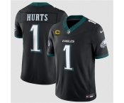 Men's Philadelphia Eagles #1 Jalen Hurts Black 2026 F.U.S.E. 4-Star C Patch Vapor Untouchable Limited Football Stitched Jersey Men's Philadelphia Eagles #1 Jalen Hurts Black 2026 F.U.S.E. 4-Star C Patch Vapor Untouchable Limited Football Stitched Jersey
