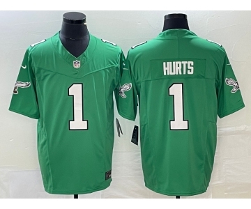 Men's Philadelphia Eagles #1 Jalen Hurts Green 2023 FUSE Vapor Limited Throwback Stitched Jersey