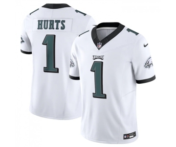 Men's Philadelphia Eagles #1 Jalen Hurts White 2023 F.U.S.E. Vapor Untouchable Limited Stitched Football Jersey