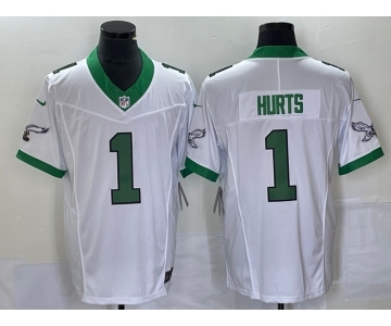 Men's Philadelphia Eagles #1 Jalen Hurts White 2023 FUSE Vapor Untouchable Stitched Jersey