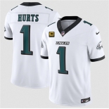 Men's Philadelphia Eagles #1 Jalen Hurts White 2026 F.U.S.E. 4-Star C Patch Vapor Untouchable Limited Football Stitched Jersey Men's Philadelphia Eagles #1 Jalen Hurts White 2026 F.U.S.E. 4-Star C Patch Vapor Untouchable Limited Football Stitched Jersey