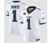Men's Philadelphia Eagles #1 Jalen Hurts White 2026 F.U.S.E. 4-Star C Patch Vapor Untouchable Limited Football Stitched Jersey Men's Philadelphia Eagles #1 Jalen Hurts White 2026 F.U.S.E. 4-Star C Patch Vapor Untouchable Limited Football Stitched Jersey