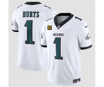 Men's Philadelphia Eagles #1 Jalen Hurts White 2026 F.U.S.E. 4-Star C Patch Vapor Untouchable Limited Football Stitched Jersey