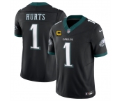 Men's Philadelphia Eagles #1 Jalen Jurts Black 2025 F.U.S.E. With 4-Star C Patch Vapor Untouchable Limited Throwback Stitched Football Jersey