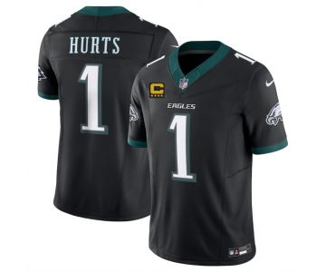 Men's Philadelphia Eagles #1 Jalen Jurts Black 2025 F.U.S.E. With 4-Star C Patch Vapor Untouchable Limited Throwback Stitched Football Jersey