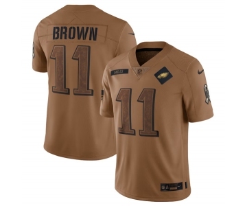 Men's Philadelphia Eagles #11 A. J. Brown 2023 Brown Salute To Service Limited Football Stitched Jersey