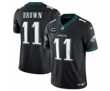 Men's Philadelphia Eagles #11 A.J. Brown Black 2025 F.U.S.E. With 3-Star C Patch Vapor Untouchable Limited Football Stitched Jersey