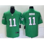 Men's Philadelphia Eagles #11 AJ Brown Green 2023 Vapor Limited Throwback Jersey