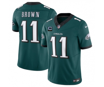 Men's Philadelphia Eagles #11 A.J. Brown Green 2025 F.U.S.E. With 3-Star C Patch Vapor Untouchable Limited Football Stitched Jersey