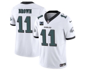 Men's Philadelphia Eagles #11 A.J. Brown White 2025 F.U.S.E. With 3-Star C Patch Vapor Untouchable Limited Football Stitched Jersey