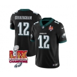 Men's Philadelphia Eagles #12 Randall Cunningham Black 2025 Eagles Logo Super Bowl LIX Patch New F.U.S.E. Vapor Limited Football Stitched Jersey