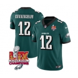 Men's Philadelphia Eagles #12 Randall Cunningham Green 2025 Eagles Logo Super Bowl LIX Patch New F.U.S.E. Vapor Limited Football Stitched Jersey