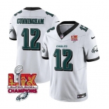 Men's Philadelphia Eagles #12 Randall Cunningham White 2025 Eagles Logo Super Bowl LIX Patch New F.U.S.E. Vapor Limited Football Stitched Jersey