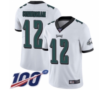 Men's Philadelphia Eagles #12 Randall Cunningham White Vapor Untouchable Limited Player 100th Season Football Jersey