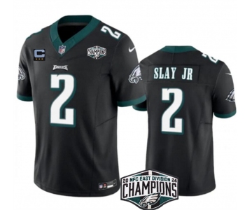Men's Philadelphia Eagles #2 Darius Slay JR Black 2024 NFC East Champions With 3-Star C Patch F.U.S.E. Vapor Untouchable Limited Stitched Football Jersey