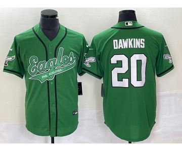Men's Philadelphia Eagles #20 Brian Dawkins Green Cool Base Stitched Baseball Jersey