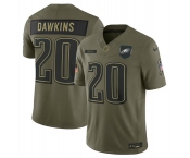 Men's Philadelphia Eagles #20 Brian Dawkins Olive 2025 Salute to Service Limited Football Stitched Jersey