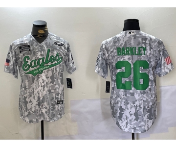 Men's Philadelphia Eagles #26 Saquon Barkley Arctic Camo 2024 Salute to Service Stitched Baseball Jersey