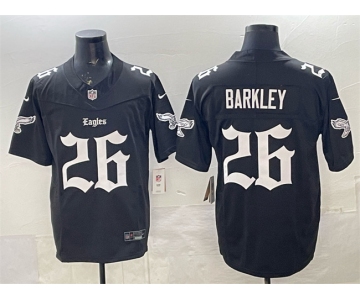 Men's Philadelphia Eagles #26 Saquon Barkley Black 2025 F.U.S.E. 'Gothic Philly Edition' Vapor Limited Stitched Football Jersey
