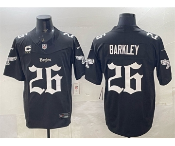 Men's Philadelphia Eagles #26 Saquon Barkley Black 2025 F.U.S.E. 'Gothic Philly Edition' With 3-Star C Patch Vapor Limited Stitched Football Jersey