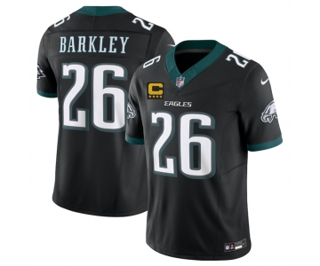 Men's Philadelphia Eagles #26 Saquon Barkley Black 2025 F.U.S.E. With 4-Star C Patch Vapor Untouchable Limited Throwback Stitched Football Jersey