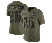 Men's Philadelphia Eagles #26 Saquon Barkley Olive 2025 Salute to Service Limited Football Stitched Jersey