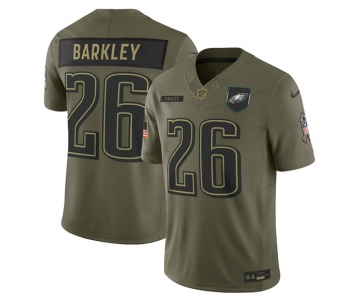 Men's Philadelphia Eagles #26 Saquon Barkley Olive 2025 Salute to Service Limited Football Stitched Jersey