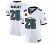 Men's Philadelphia Eagles #26 Saquon Barkley White 2025 F.U.S.E. With 4-Star C Patch Vapor Untouchable Limited Stitched Football Jersey