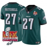 Men's Philadelphia Eagles #27 Quinyon Mitchell Green 2025 Eagles Logo Super Bowl LIX Patch New F.U.S.E. Vapor Untouchable Limited Football Stitched Jersey