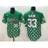 Men's Philadelphia Eagles #33 Cooper DeJean Green With Patch Limited Stitched Baseball Jersey Men's Philadelphia Eagles #33 Cooper DeJean Green With Patch Limited Stitched Baseball Jersey