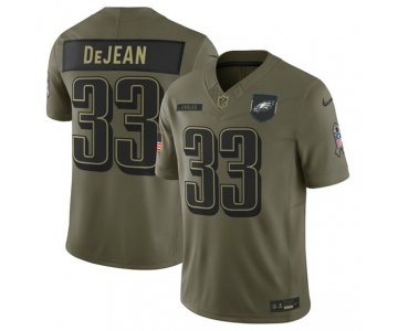 Men's Philadelphia Eagles #33 Cooper DeJean Olive 2025 Salute to Service Limited Football Stitched Jersey